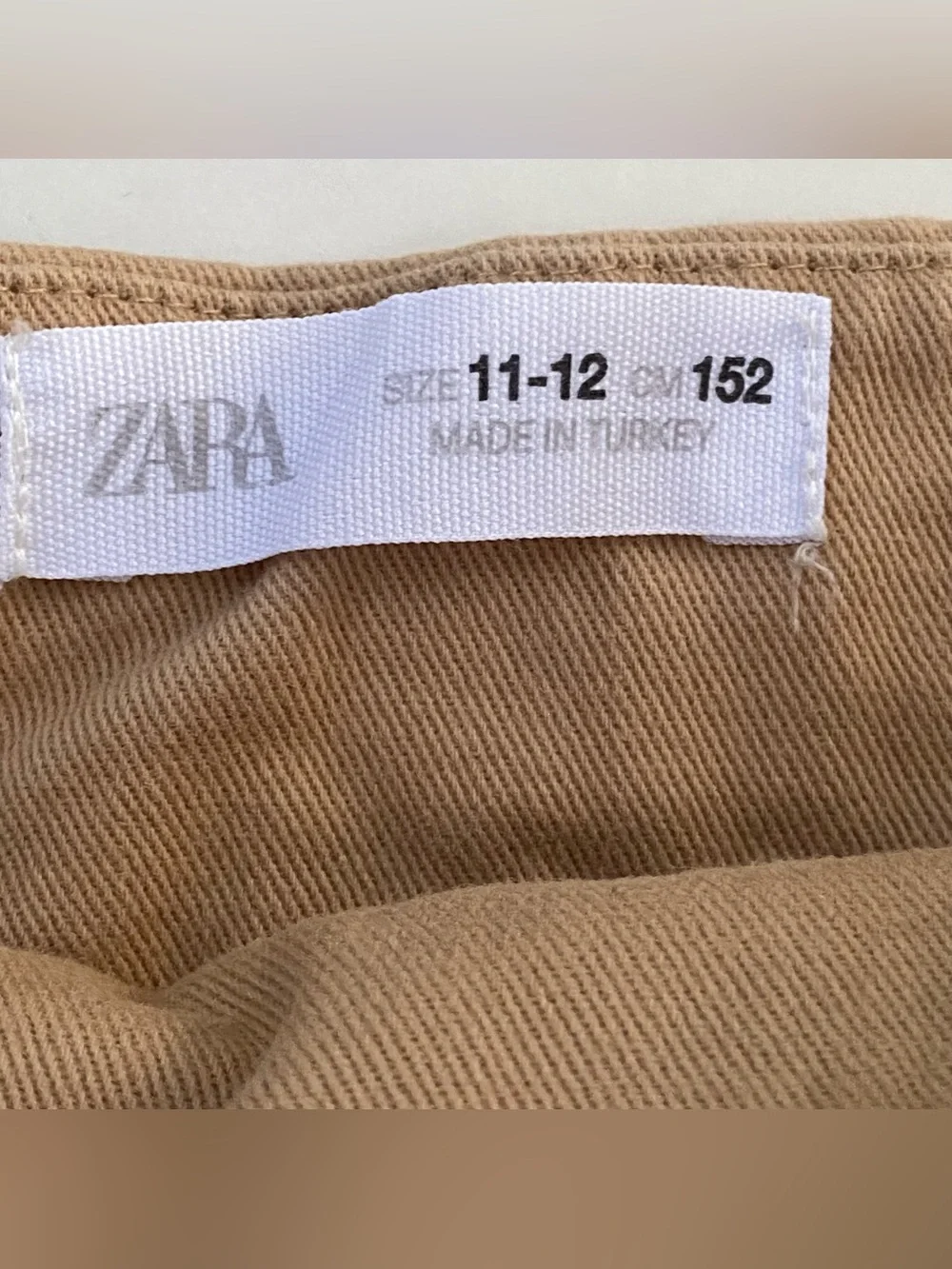 Zara Kids School Uniform Belted Pleated Khaki Tan Mini Skirt Girl's Size 11-12
